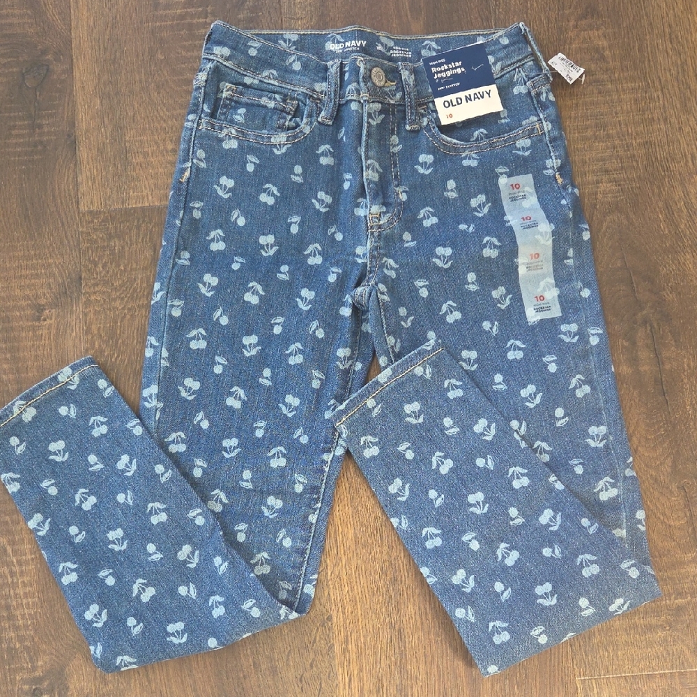 NWT Old Navy Rockstar Jeggings with Light Blue Floral Print